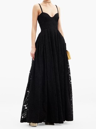 Emilia Wickstead Diamona Sweetheart-neckline Embroidered-lace Gown - Black