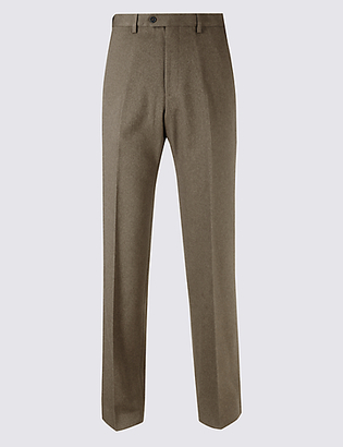 M&S Collection Regular Fit Textured Flat Front Trousers