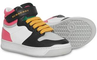 Burberry Kids Colour Block Leather High-top Sneakers