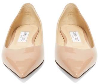 Jimmy Choo Love Flat Patent-leather Ballet Flats - Womens - Nude