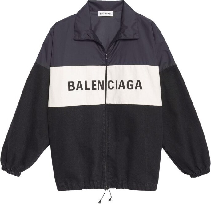 Balenciaga Washed Black Vintage Denim Track Jacket for Men