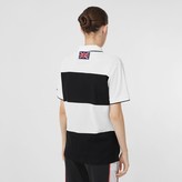 Thumbnail for your product : Burberry Logo Applique Striped Cotton Oversized Polo Shirt