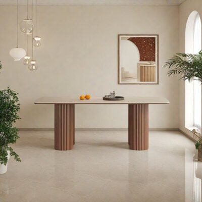 dujinlong home Sintered stone multilayer solid wood dining table