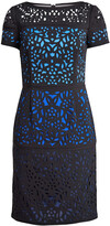Thumbnail for your product : Shani Ombre Laser Cut Short-Sleeve Sheath Dress