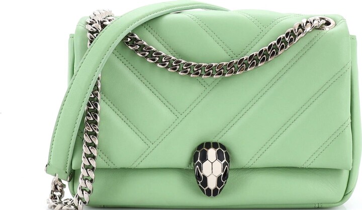 Bvlgari Serpenti Cabochon Shoulder Bag Diagonal Quilted Leather Small