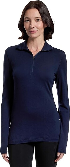 Icebreaker Merino 260 Tech Long Sleeve Half Zip Women's Clothing Midnight Navy : LG Wool