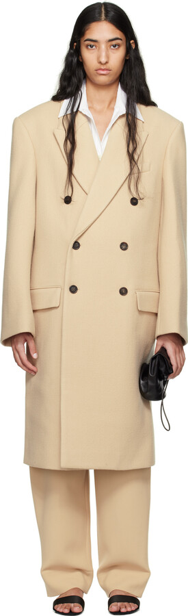 Wardrobe NYC Beige Hailey Bieber Edition Double-Breasted Coat