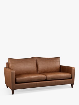 John Lewis & Partners Bailey Large 3 Seater Leather Sofa, Dark Leg, Sellvagio Cognac