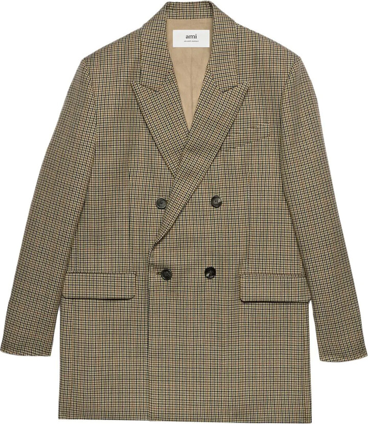 AMI Paris Check-Print Double-Breasted Blazer