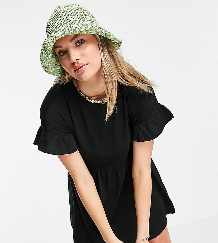 New Look Tall jersey babydoll dress in black ShopStyle