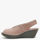 Thumbnail for your product : Fly London Yazu Nude Pink Suede Perforated Sling Back Wedge Sandals