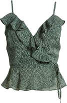 Thumbnail for your product : J.o.a. Ruffle Detail Tie Wrap Top