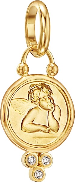 Temple St. Clair 18K Gold 10mm Angel Pendant with Diamonds