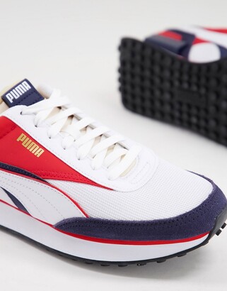 Puma Future Rider Multi Cat Sneakers In White Red And Blue Exclusive To Asos Shopstyle