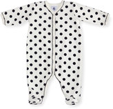 Thumbnail for your product : Petit Bateau Velour Polka-Dot Front Snap Footie Pajamas, Size 1-9 Months