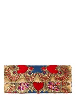 Thumbnail for your product : Laurence Heller Embroidered Sequins Cotton Straw Clutch