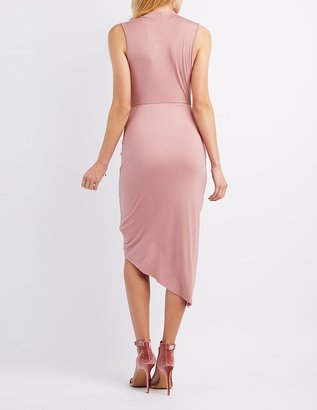 Charlotte Russe Mock Neck Knotted Asymmetrical Dress