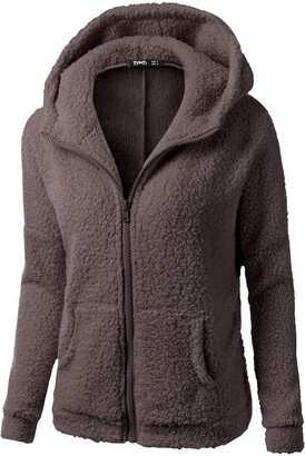 Lazzboy Womens Coat Jacket Sweatershirt Hoodie Lambs Wool Solid Pocket  Velvet Fleece Long Sleeve Hooded Overcoat Outerwear Oversized Plus Size -  ShopStyle