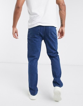 ASOS DESIGN dad jeans in flat dark wash blue