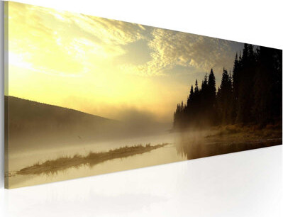 Rockford Fog Over A Lake On Canvas Print