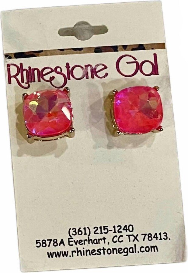 Sophiacollection Women's Faceted Gem Stud Earrings In Pink