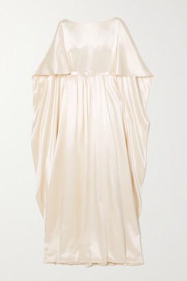 Huishan Zhang Lea Belted Cape-effect Satin Gown