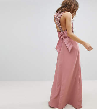 Maya Sleeveless Sequin Bodice Maxi Dress With Cutout And Bow Back Detail