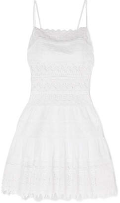 Joya Charo Ruiz Crocheted Lace Cotton-blend Mini Dress - White