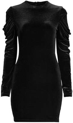 Black Halo Tannah Velvet Ruched Sleeve Dress