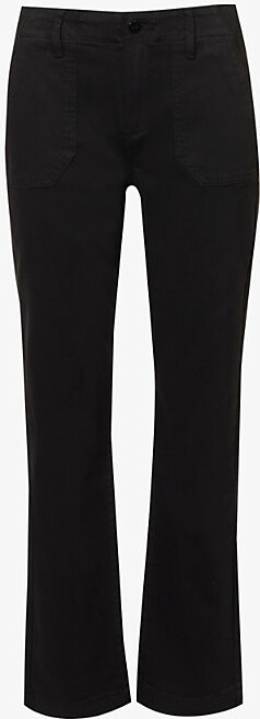 Paige Womens Black Overdye Mayslie Straight-Leg Mid-Rise Stretch-Denim Jeans 32