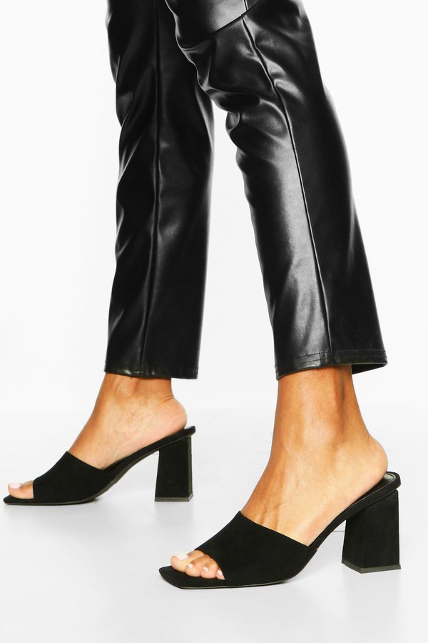 Square toe block heel mules Clearance