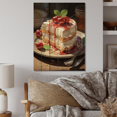 Red Barrel Studio Red Cheesecake Luxury I On Wood Print