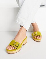 Thumbnail for your product : ASOS DESIGN Hyde premium suede platform mid sandals in chartreuse