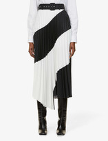 Thumbnail for your product : Off-White Striped brand-print plisse midi skirt