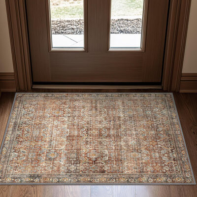 Entrance Rug Machine Washable Rug Small Door Mat,Ultra-Thin Low Pile Pad,Lightweight Indoor Carpet,Non Slip Floral Area Rug For Entryway,Bedside,Kids