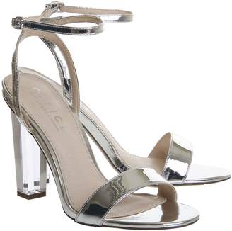 Office Hover Transparent Heel Sandals Silver Mirror