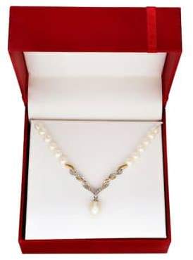 Lord & Taylor 8MM- 10MM and 5 MM - 15MM Freshwater Pearls, 14K Yellow Gold and Sterling Silver Necklace