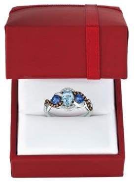 LeVian Diamond, Blue Aquamarine & 14k Gold Chocolatier Ring