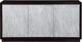 Design Silver And Walnut Console Cabinet With Front Top Storage In Finish Contrasting Materials Magnetic Catch