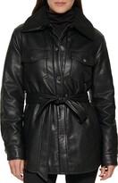 Thumbnail for your product : Kenneth Cole Faux Leather & Faux Sherpa Belted Shirt Jacket