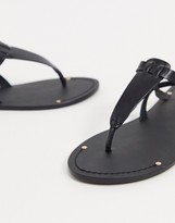 Thumbnail for your product : ASOS DESIGN Fara leather toe post sandal with shell detail