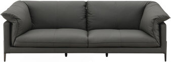 Hokku Designs Black Top Grain Leather Sofa For Ultimate Comfort And Style