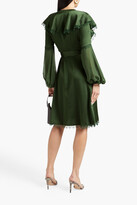 Thumbnail for your product : Agent Provocateur Sage georgette-paneled hammered silk-blend satin wrap dress