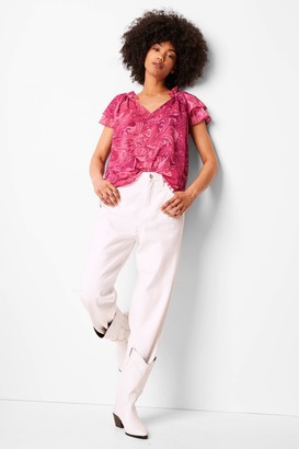 French Connection Endra Crinkle Frill V Neck Top