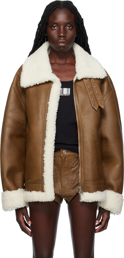 VTMNTS Brown Buckle Leather Jacket