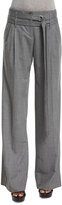 Thumbnail for your product : Michael Kors Pleated-Front Wide-Leg Belted Pants, Banker Melange