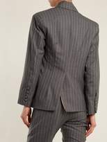 Thumbnail for your product : Charles Jeffrey Loverboy Distressed Double Breasted Pinstripe Wool Blazer - Womens - Grey