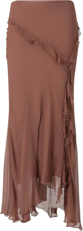 STAUD Diana ruffled asymmetric maxi skirt