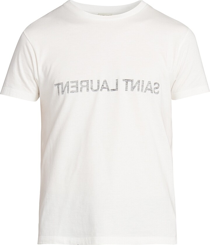 Saint Laurent Men's Reverse Logo T-Shirt - White - Size Small