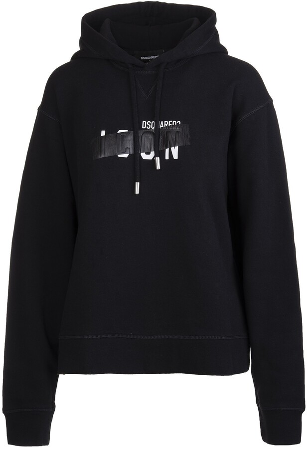 DSQUARED2 Woman Black Icon Tape Hoodie - ShopStyle